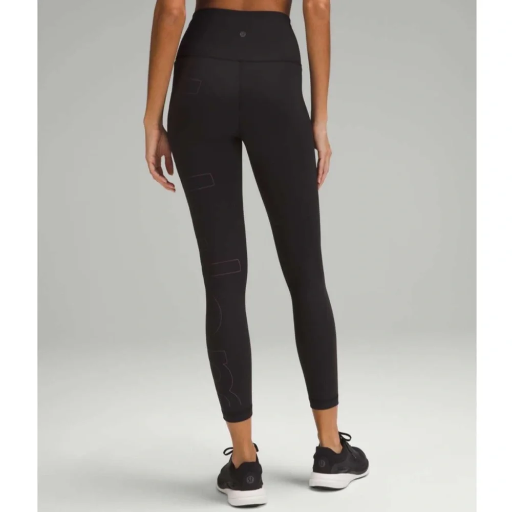Lululemon Wunder Train High Rise Tight Athletic Legging Black Graphic Logo NWT